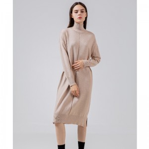 Divat trend szabadidő Joker Alapvető kötött ruha magasnyakú 68033#